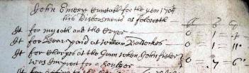 Entry in the Parish Constable's account book for 1704 [P5/9]